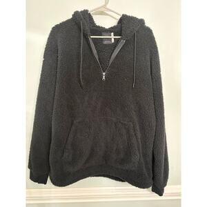 Original Use Sherpa Half-Zip Hoodie – Black